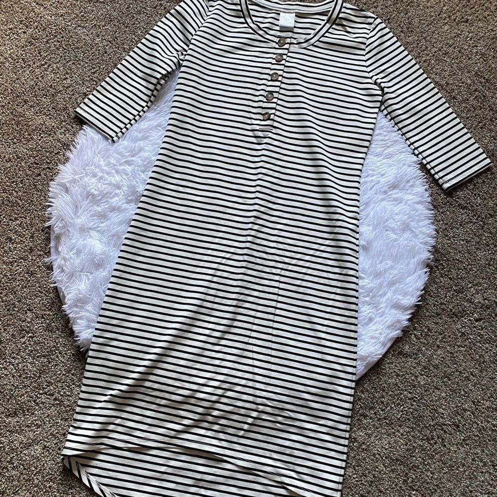 Lou Lou Striped Maternity Nursing Dress Womens Size Small